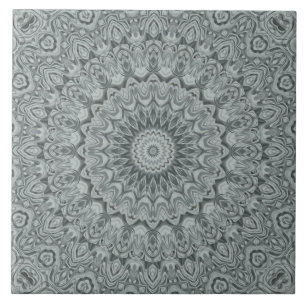 Grijs en Zilver Mandala Patroonontwerp Tegeltje
