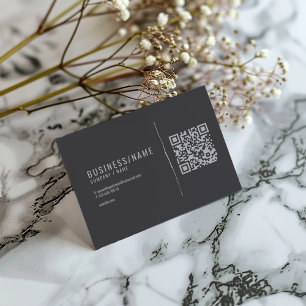 Grijs en zilveren QR-code zakelijke kaart Visitekaartje