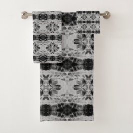 Grijs en zwart bloempatroon bad handdoek