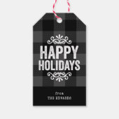 Grijs en zwart Buffalo Controleer rustieke vakanti Cadeaulabel (Voorkant)