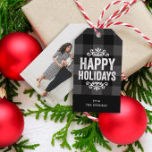 Grijs en zwart Buffalo Controleer rustieke vakanti Cadeaulabel