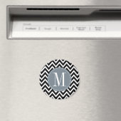 Grijs en zwart Chevron Aangepast monogram Magneet (Insitu (Vaatwasser))