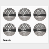 Grijs en Zwart Damask 3"Ronde Sticker (Vel)