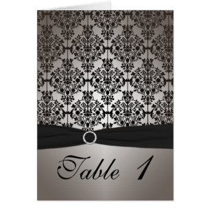 Grijs en Zwart Damast Tafelnummer Kaart