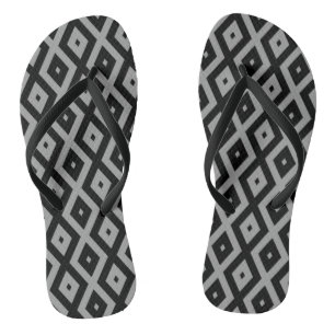 Grijs en zwart diamantpatroon teenslippers