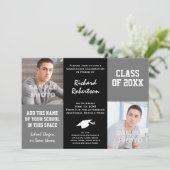 Grijs en zwart Elegant Afstuderen voor aangepaste  Kaart (Staand voorkant)