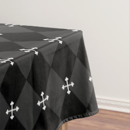 Grijs en zwart Harlequin-ontwerp met Gothic Cross Tafelkleed