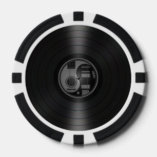 Grijs en Zwart Yin Yang Gitaren Vinyl Graphic Pokerchips