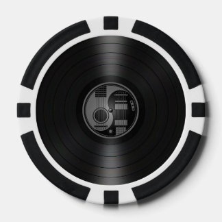 Grijs en Zwart Yin Yang Gitaren Vinyl Graphic Pokerchips
