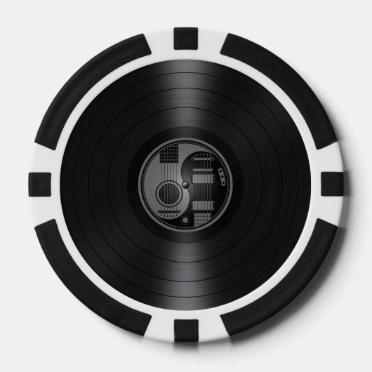 Grijs en Zwart Yin Yang Gitaren Vinyl Graphic Pokerchips (Voorkant)