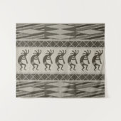 Grijs en zwart zuidwesten Kokopelli Aztec patroon Wandkleed (Voorkant (horizontaal))