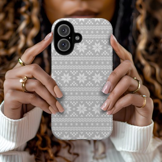 Grijs Fair Isle Kersttrui patroon Case-Mate iPhone Case