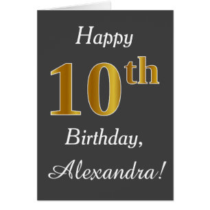 Grijs, Faux Gold 10e verjaardag + Aangepaste naam