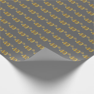 Grijs, Faux Gold 40ste (veertigste) evenement Cadeaupapier