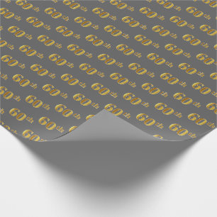 Grijs, Faux Gold 60ste (zestigste) Evenement Cadeaupapier