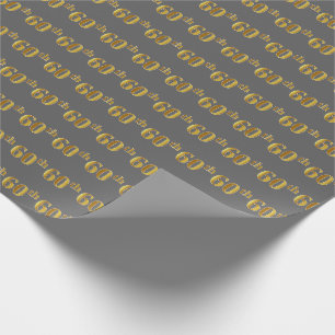 Grijs, Faux Gold 60ste (zestigste) Evenement Cadeaupapier