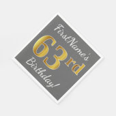 Grijs, Faux Gold 63ste verjaardag + aangepaste naa Servet (Hoek)