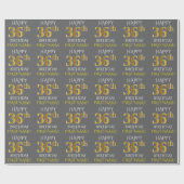 Grijs, Faux Gold "HAPPY 36th BIRTHDAY" Cadeaupapier (Vlak)