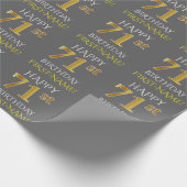Grijs, Faux Gold "HAPPY 71st BIRTHDAY" Cadeaupapier (Hoek)