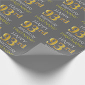 Grijs Faux Gold "HAPPY 93rd BIRTHDAY" Cadeaupapier (Hoek)