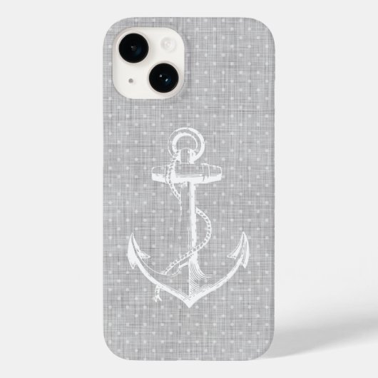Grijs Faux Linnen Anker Case-Mate iPhone Case (Achterkant)