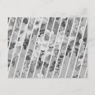 grijs Floral Stripes Patroon Briefkaart