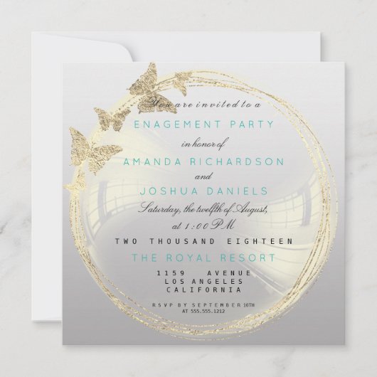 Grijs Foxier Golden Bubble Bruiloft Verloving Ombr Kaart (Voorkant)