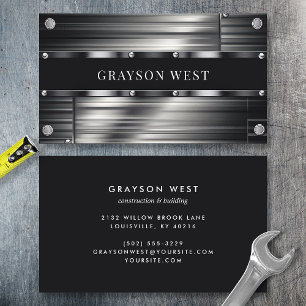 Grijs geborsteld metaal modern mannelijk visitekaartje