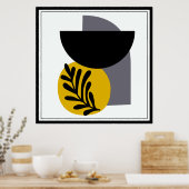 Grijs, Geel, en Zwart Abstract Vormen Poster (Keuken)