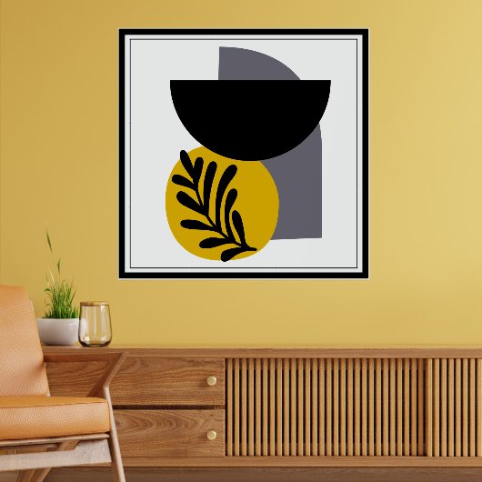 Grijs, Geel, en Zwart Abstract Vormen Poster (Woonkamer 2)