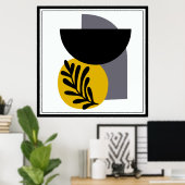 Grijs, Geel, en Zwart Abstract Vormen Poster (Thuiskantoor)