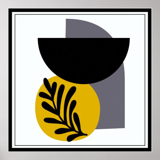 Grijs, Geel, en Zwart Abstract Vormen Poster (Voorkant)