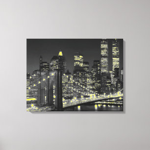 Grijs Geel New York City Wrapped Canvas Afdruk