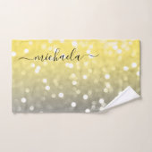 Grijs geel sprankelend bokeh Aangepaste naam Handdoek (Handdoek)