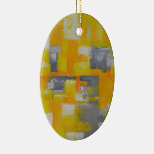 grijs geel wit abstract kunstschilderij keramisch ornament (Rechts)