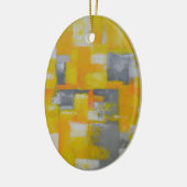 grijs geel wit abstract kunstschilderij keramisch ornament (Links)