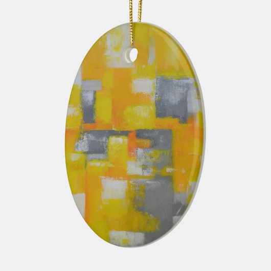 grijs geel wit abstract kunstschilderij keramisch ornament (Links)