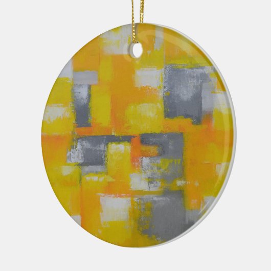 grijs geel wit abstract kunstschilderij keramisch ornament (Links)