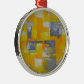 grijs geel wit abstract kunstschilderij metalen ornament (Rechts)