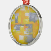 grijs geel wit abstract kunstschilderij metalen ornament (Links)