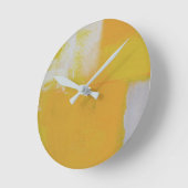 grijs geel wit abstract kunstschilderij ronde klok (Hoek)