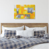 grijs geel wit modern abstract schilderij canvas afdruk (Insitu (Slaapkamer))