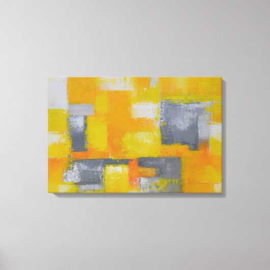 grijs geel wit modern abstract schilderij canvas afdruk (Voorkant)