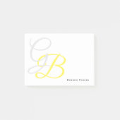 Grijs Geel Wit Monogrammed Jouw naam Aangepast Post-it® Notes (Voorkant)