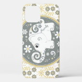 Grijs Geel Wit Olifant Bloemen Case-Mate iPhone Case (Achterkant)