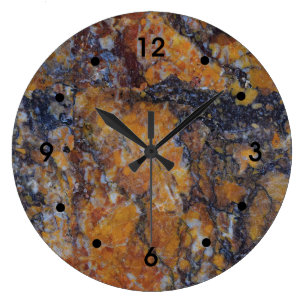 Grijs gele orochre Rust Marble Afbeelding Black Nu Grote Klok