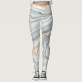 Grijs, gemarmerd abstract ontwerp leggings (Voorkant)