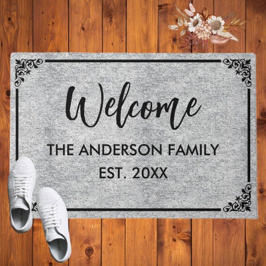 Grijs gemêleerd | Modern Monogram De familienaam W Deurmat