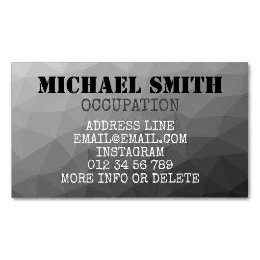 Grijs geometrisch maaspatroon Monogram Magnetisch Visitekaartje (Voorkant)