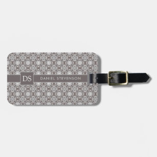Grijs geometrisch modern batikpatroon bagagelabel